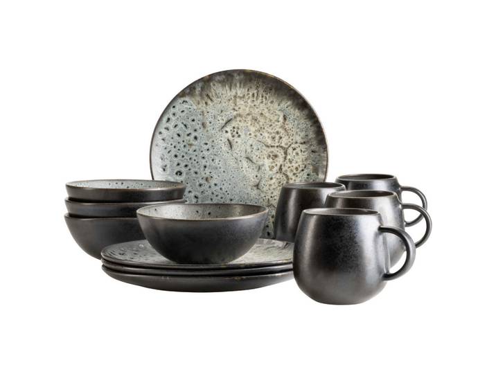 Mäser Frühstücksset Carellia, Grau, Keramik, 12-teilig, 430 ml,500 ml, Essen & Trinken, Geschirr, Geschirr-Sets, Kaffeeservice