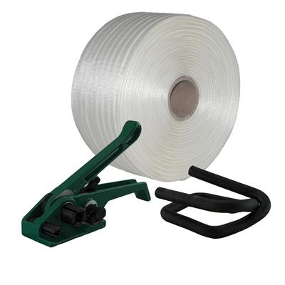 KK Verpackungen 19 mm Textil gewebt HD Umreifung Set Umreifungsband Bandspanner Metallklemmen