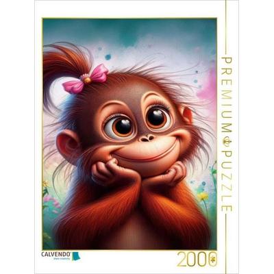 CALVENDO Puzzle Ein kleiner orangeroter Orang Utan schaut verträumt | 2000 Teile Lege-Größe 90x67cm Foto-Puzzle für glückliche Stunden