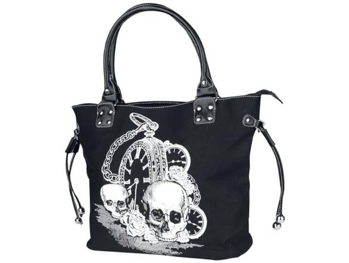 Banned Alternatieve Back In Black dameshandtas, zwart, basics, gothic, rockwear, zwart, Eén maat