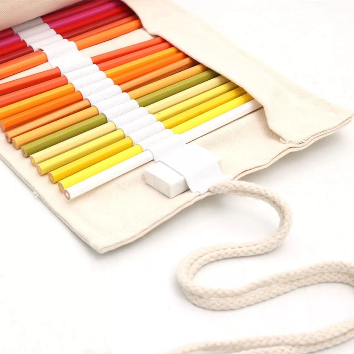 INF Ensemble de crayons de couleur à enrouler - Organisateur de crayons en toile 84 pièces pour artistes et étudiants
