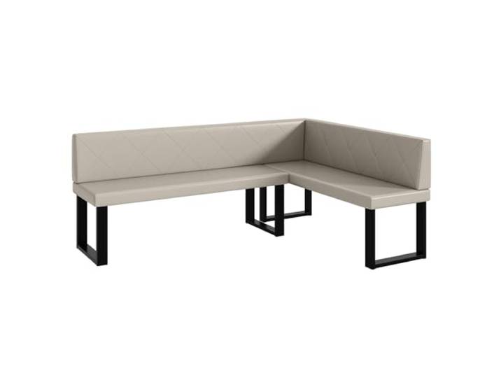 MEBLINI Eckbank für Esszimmer - Küchenbank - Essecke - Sitzecke Küche - ERIC - U-Beine 142x196x87cm Rechts - Beige Kunstleder