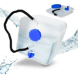 Relaxdays Faltkanister 15 l 2er Set Blau,Schwarz,Transparent