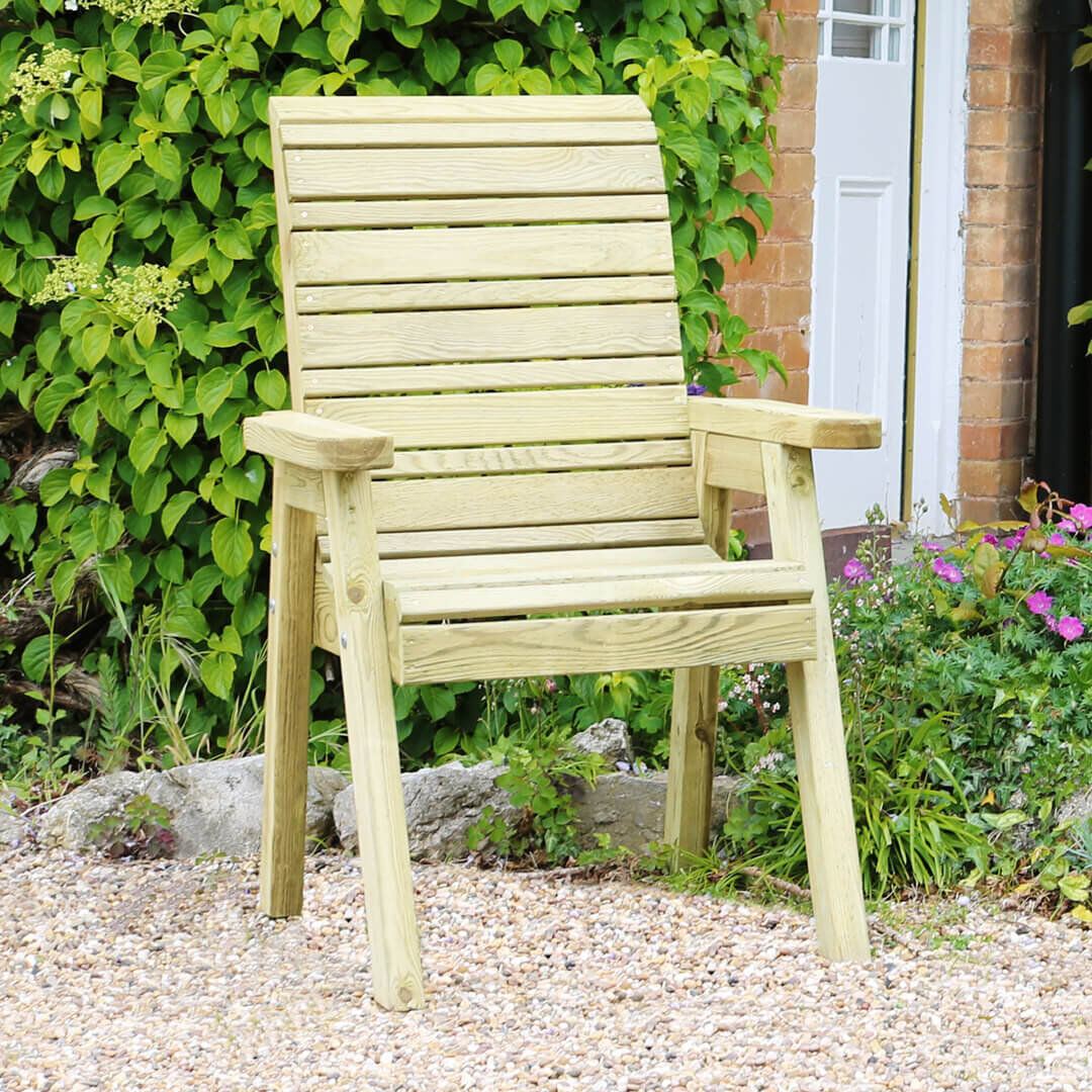 Alpen Home Strahan Outdoor Patio Dining Armchair Brown 106cm H X 57cm W X 70cm D