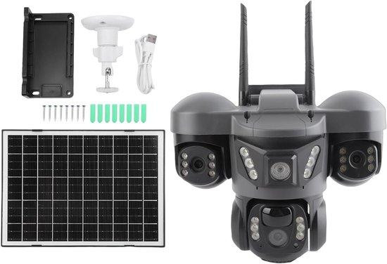 Solar Beveiligingscamera met drie lenzen en 6K resolutie - Draadloze buitencamera - Wit
