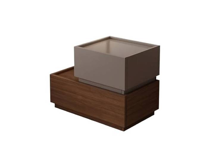 LIRHIQYGF Modularer Nachttisch, stapelbar, Nachttisch, Beistelltisch mit Schublade, kleiner Platz (Kombinationspaket), einzelne Schublade, Walnussholz, 60 cm + einzelne Schublade, 40 cm, Hellgrau