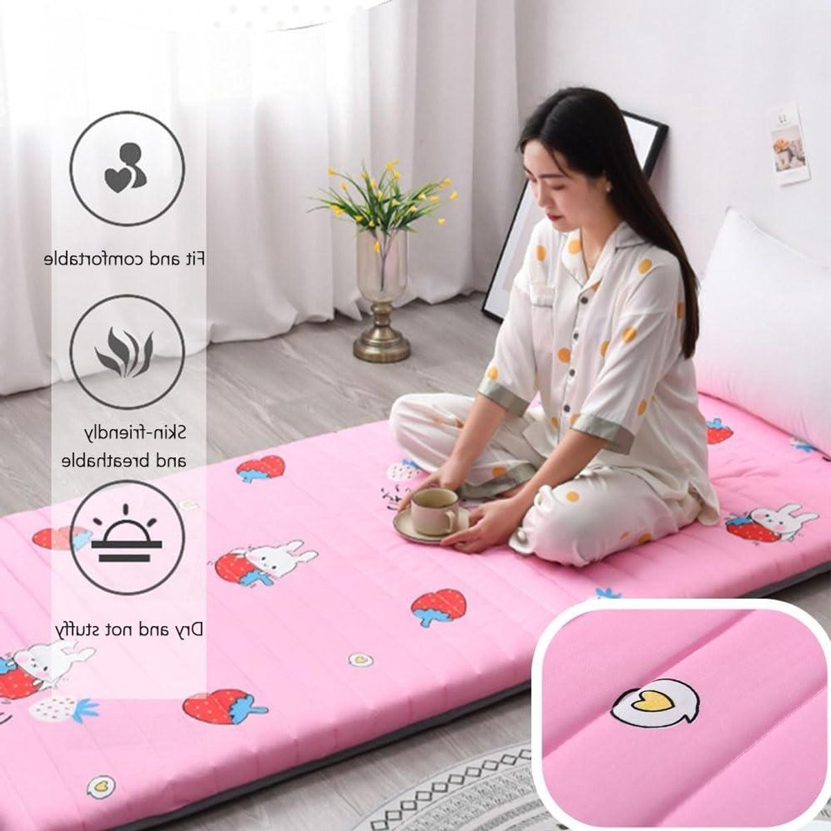 Grijs Japanse futonmatras - Opvouwbare vouwmatras voor thuisgebruik en kamperen - 5 cm dik
