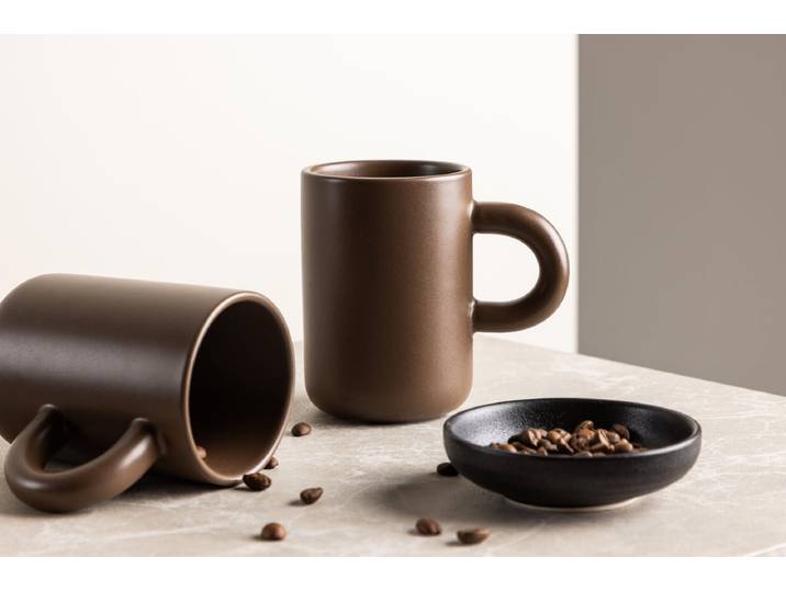 Tasse Maro – stilvolles 2er-Set in Dunkelbraun & Beige - Dunkelbraun - Luxusbetten24