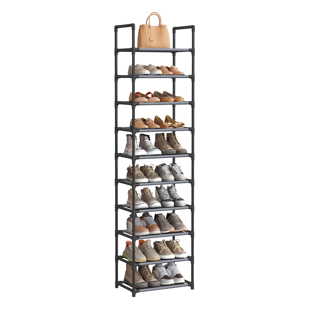 SONGMICS Schuhregal schmal Ablagen aus Vliesstoff grau B34LSH010G01