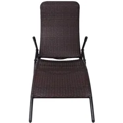 vidaXL Sonnenliege Klappbar Poly Rattan Braun