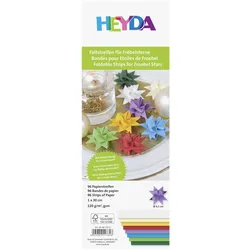 5x Heyda, Bastelpapier, Faltblatt Papier 1x30cm 8 Farben sortiert 96 Streifen (120 g/m2, 96x)