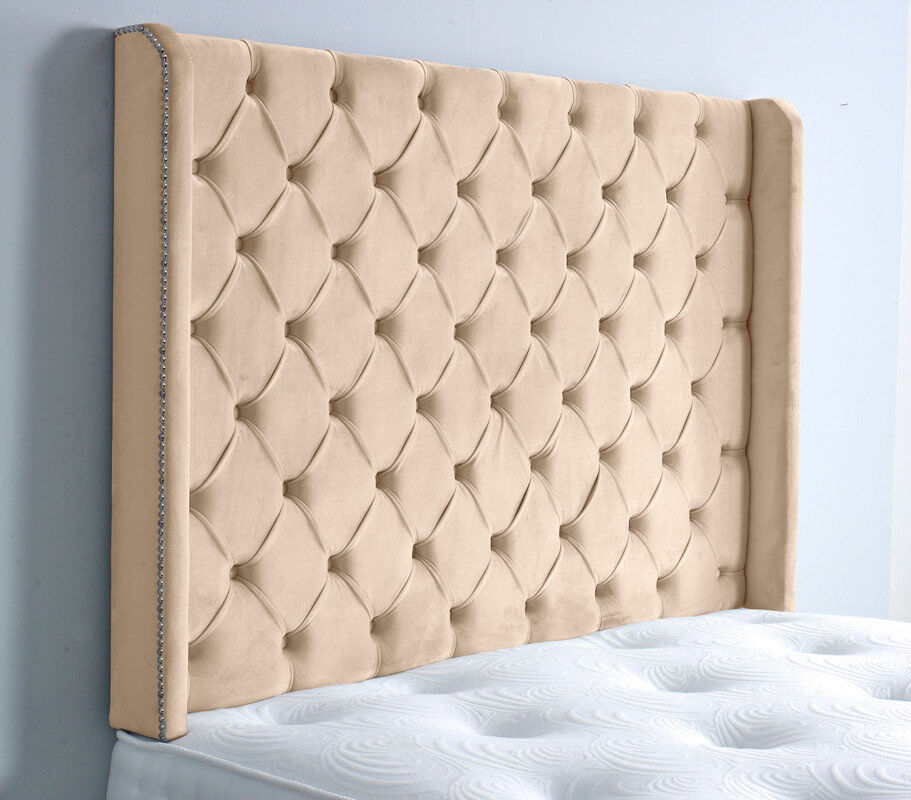 Mercer41 Upholstered Headboard Coffee Velvet Kingsize (5')