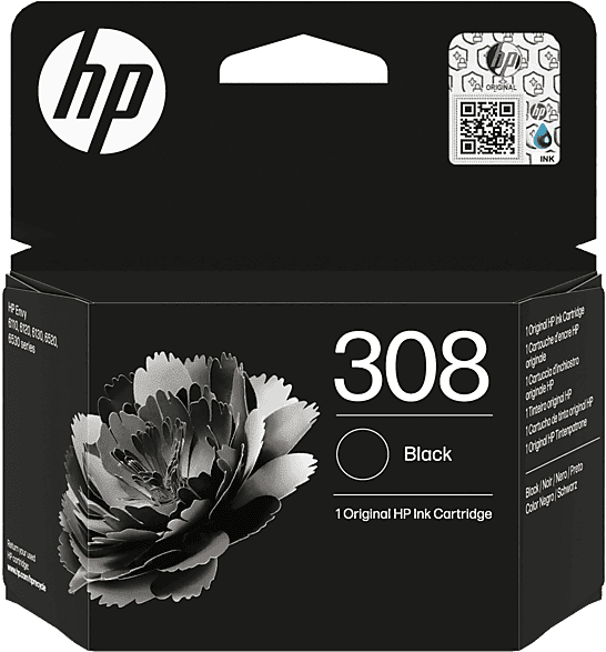 Cartucho de tinta - HP 308 Negro, UL ECOLOGO®, Planet Partners, Negro