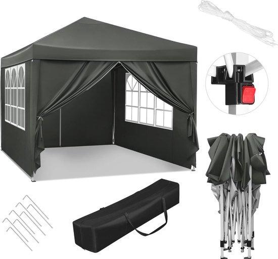 Faltzelt 3x3 m mit Seitenwänden - Ideal für Garten, Terrasse, Camping und Festivals