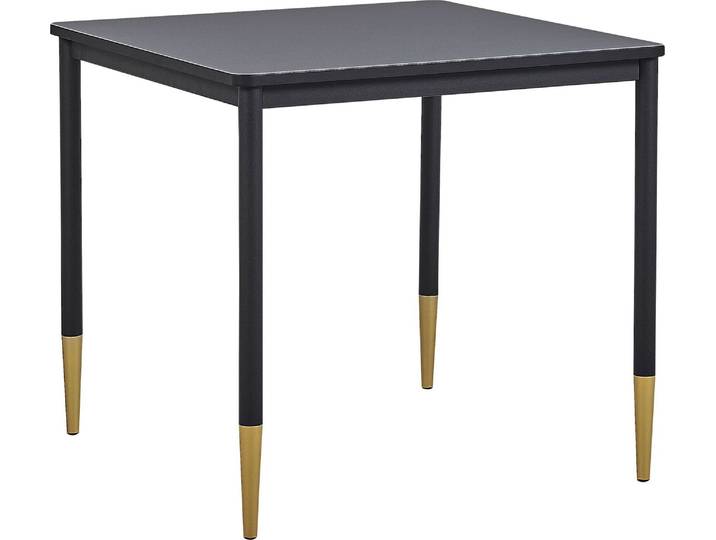 BELIANI Esstisch Schwarz und Gold 80 x 80 cm MDF glänzende Tischplatte mit Metallbeinen Modern Glamour Stil Küche Esszimmer Wohnzimmer Wohnküche