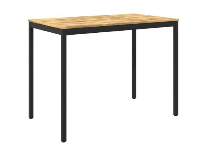 Gartenbar-Tisch Weiß Und Schwarz 141 X 80,5 X 105 Cm Massives Akazienholz, Stahlbeine, Bartisch und Esstisch, natürliche Holzmaserung, leicht zu reinigen, Terrasse, Garten