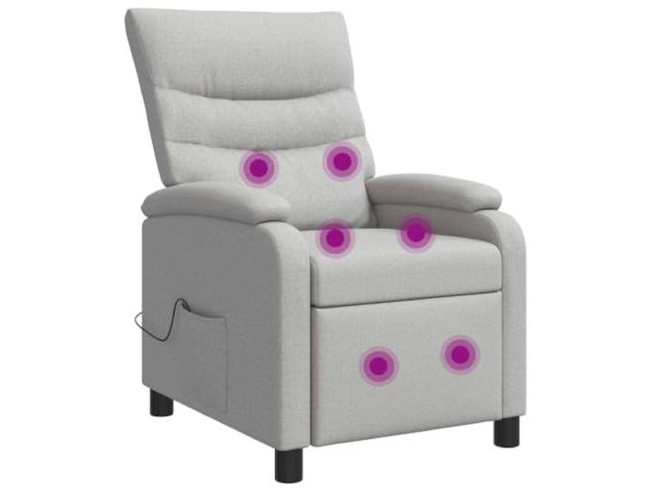 Massagesessel Wolkengrau aus Stoff neigbar mit USB-Funktion Neigbar 115°-160°, USB-Massage, Gestell aus Metall und Holz, Belastung 110 kg, Verwendung im Wohn-/Studio