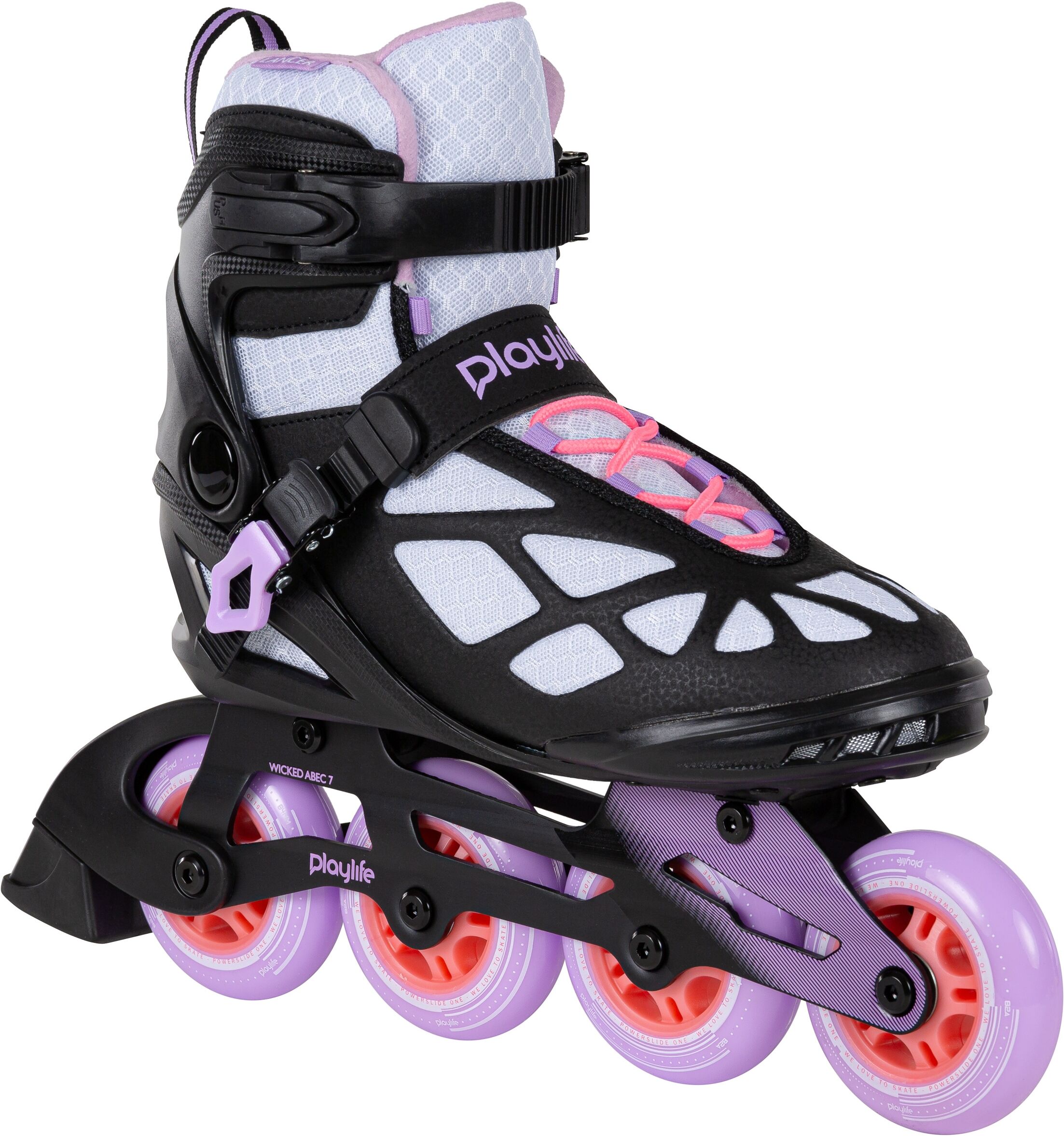 Inlineskates PLAYLIFE "Playlife Lancer" Gr. 38, lila (lavendel, schwarz, weiß), Inlineskates_Rollschuhe, 38 (bis 100 kg), Kunstfaser, Inlineskates