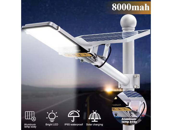 En aluminium 8000 mah haute puissance lumière solaire extérieure lampadaire solaire étanche réverbère pour Garage jardin terrasse applique murale