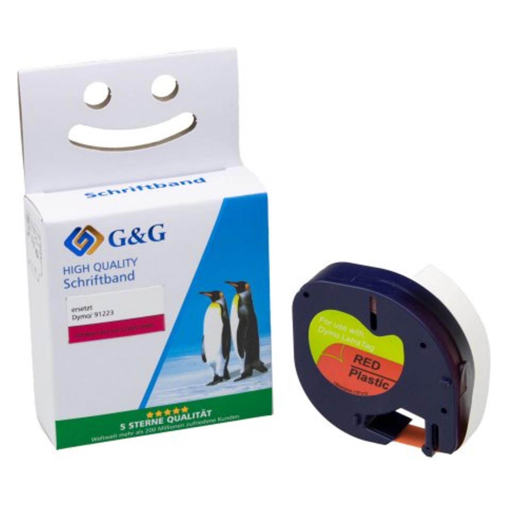 G&G Kompatibel mit Dymo 91223/ S0721680 Plastik-Etiketten/ Schriftbandkassette Schwa (Schwarz) (5D91223-TD)