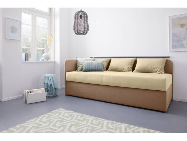 Polsterliege, Microvelours, Cappuccino, 83×200 cm, Mit Stauraum, Modern, Maintal
