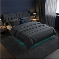 HOME DELUXE LED Bett MELURA Dunkelgrau - 180 x 200 cm