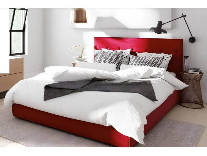 JVmoebel Polsterbett Elegantes Doppelbett in zartem Rosa mit Klappfunktion, Made in Europa