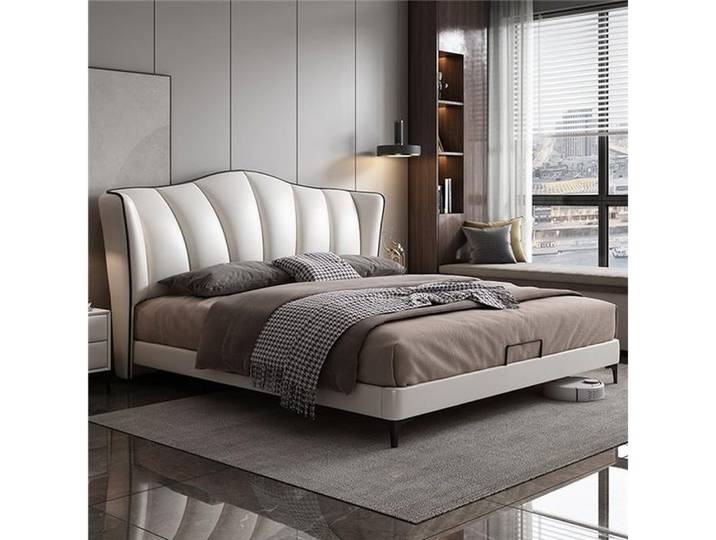 JVmoebel Polsterbett Exquisites Lederbett mit gepolstertem Sitz in elegantem Design, Made in Europa