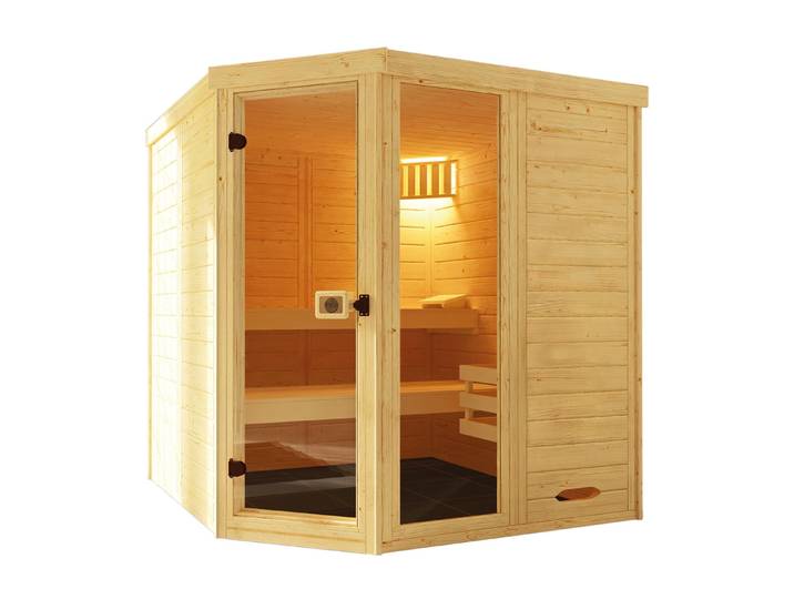 weka Massivholz-Elementsauna LAUK Blockbohlen, vorgefertigte Elemente