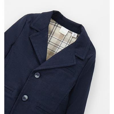 Sakko IDO "BABY BOY JACKET", Jungen, Gr. 9, navy, 55% Leinen, 43% Baumwolle, 2% Elasthan, Sakkos Sakko