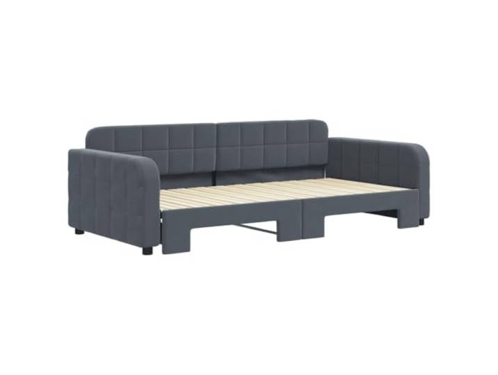 KTHLBRH Ausziehbares Schlafsofa, dunkelgrau, 100 x 200 cm, Samt Gestell aus Holz und Metall, 2 Matratzen nicht im Lieferumfang enthalten, Lattenrost, für Wohnzimmer und Schlafzimmer