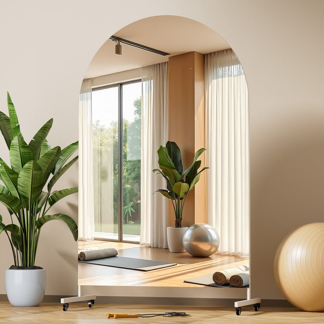 Brayden Studio Aluminium Arch Freestanding Mirror Stainless Steel 100cm x 200cm