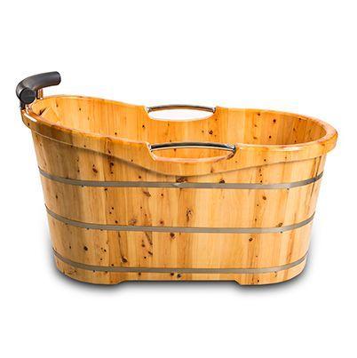 Freistehende Holz-Badewanne Serie Luzern 150x67cm, Höhe 82cm, Wannentiefe innen 58cm
