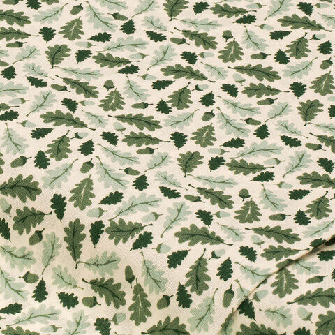 Baumwollstoff Eichel-Laub "Sina", creme-color