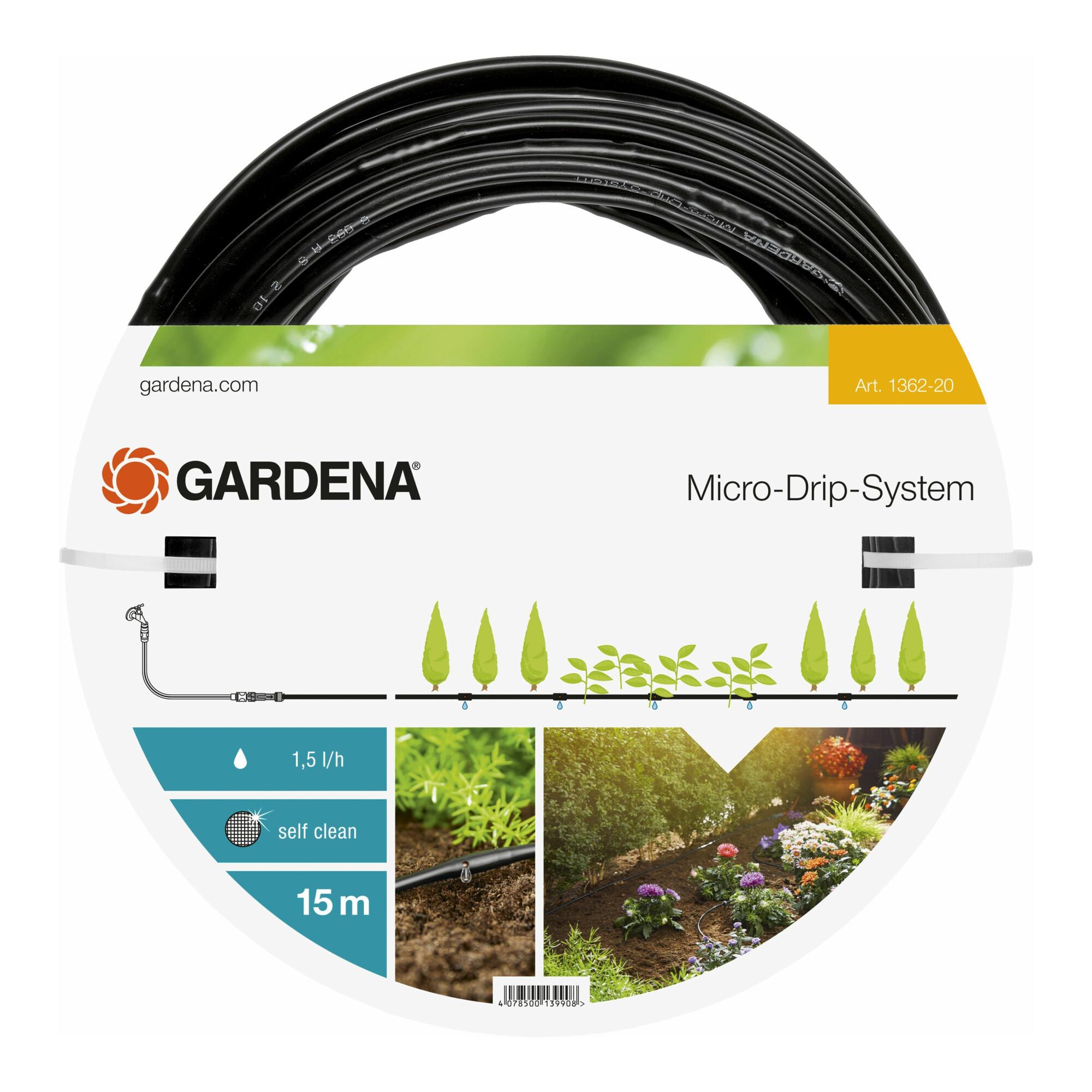 GARDENA Micro-Drip-System Tropfrohr oberirdisch 4,6 mm (3/16"), 1,5 l/h, 15 m, ohne Armaturen (01362-20)