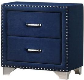 Benjara Cale 26 Inch Modern Wood Nightstand, Velvet Upholstered, Nailhead, Blue
