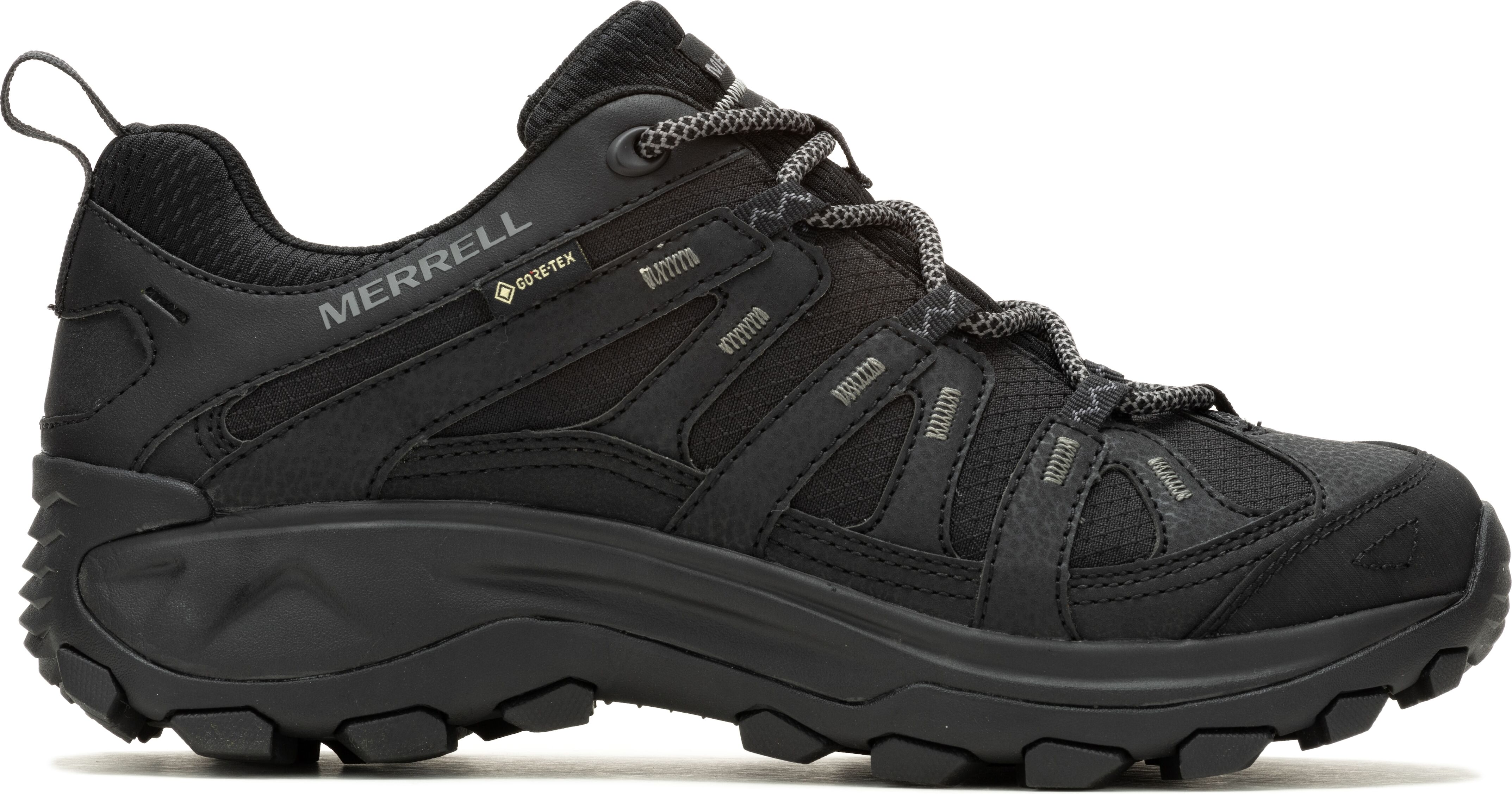 Wanderschuh MERRELL "CLAYPOOL 2 SPORT GORE-TEX", Herren, Gr. 44,5, schwarz, Synthetik, Schuhe Wanderschuh, wasserdicht dank Gore-Tex Membrane schwarz 44,5