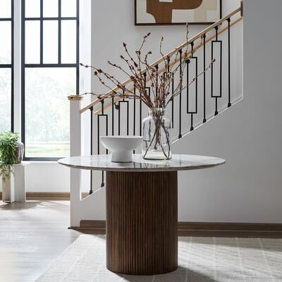 "Liberty Furniture Kaleidoscope Pedestal Dining Table Round Marble Top 47"" - Width 47"" x Depth 47"" x Height 30"""