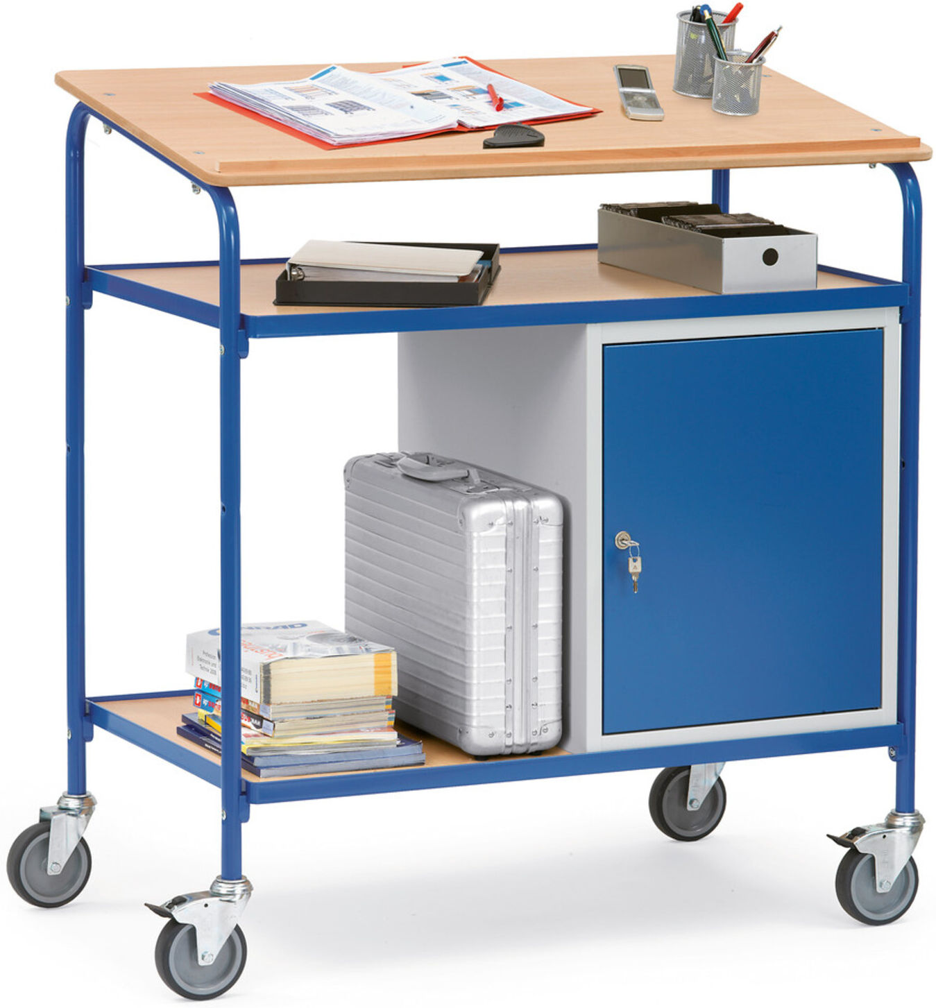 fetra Rollpult 5838 mit Schreibfläche und Stahlschrank)