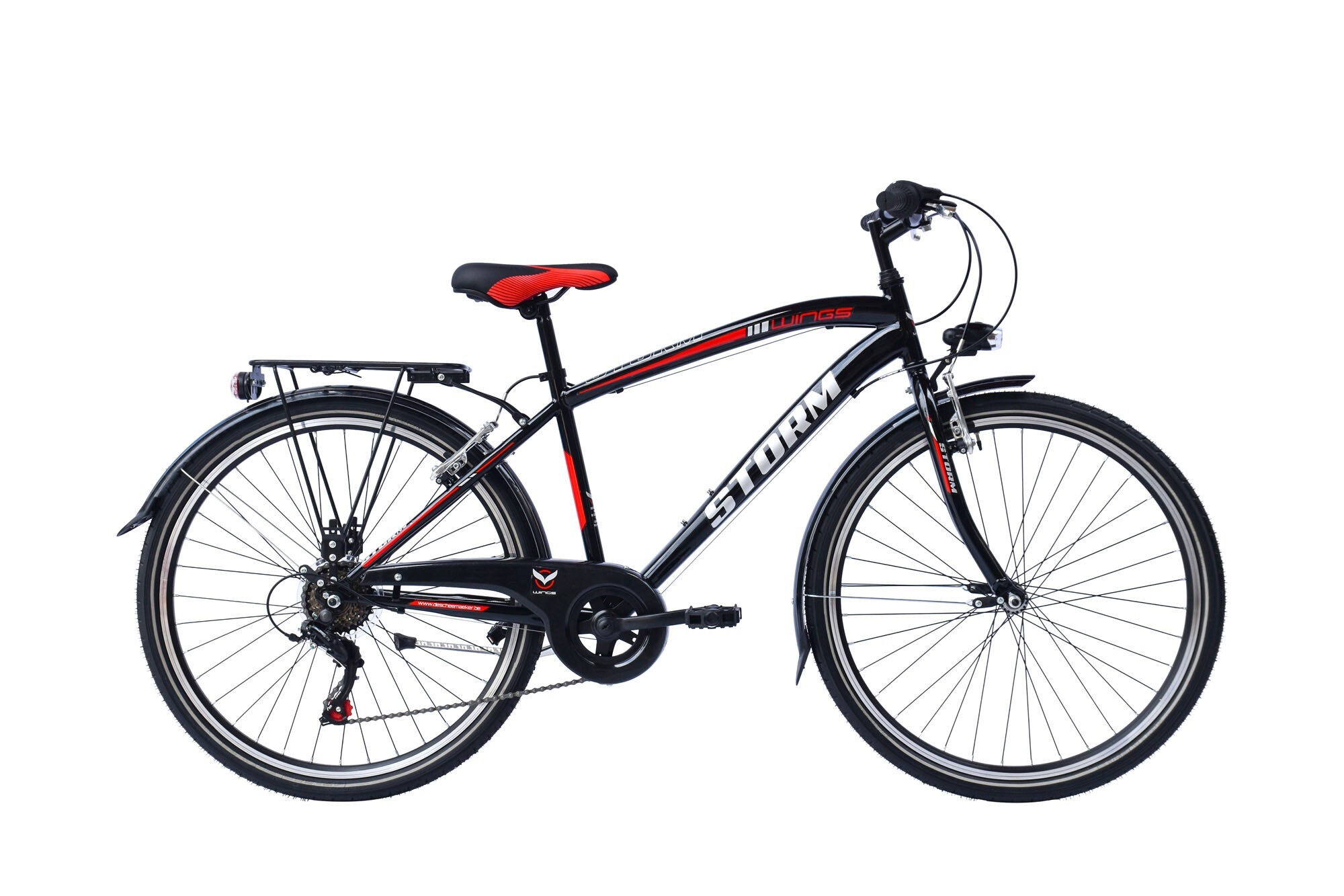 Famanu Jungenfahrrad Storm Beast - 6 Gänge - Rennrad - 26 Zoll - V-Bremsen und Bremshebel - Rahmenhöhe 40 cm - Schwarz/Rot