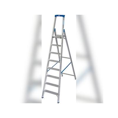 Krause Stufenstehleiter aus Aluminium, mit 2 Sicherheitsgurten, 8 Stufen