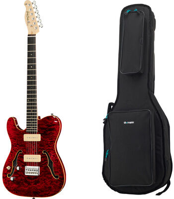 Harley Benton TE-90QM LH Trans Red w/Bag Transparent Rot Hochglanz