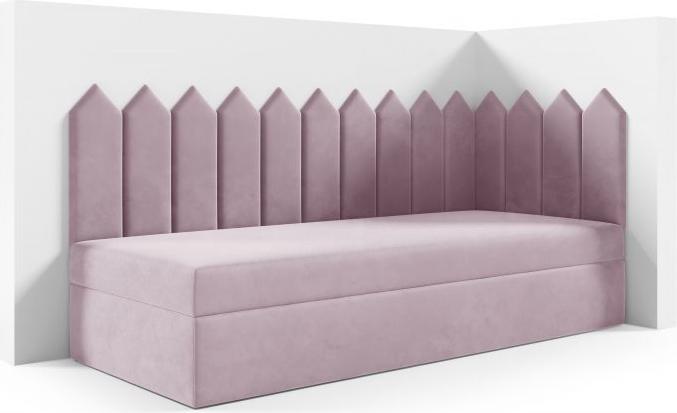 LIKMA Kinderbett 80x180 cm Zartes Heidekraut Bett mit Bettkasten Jugendbett Polsterbett Kopfteil Velvet Stoff