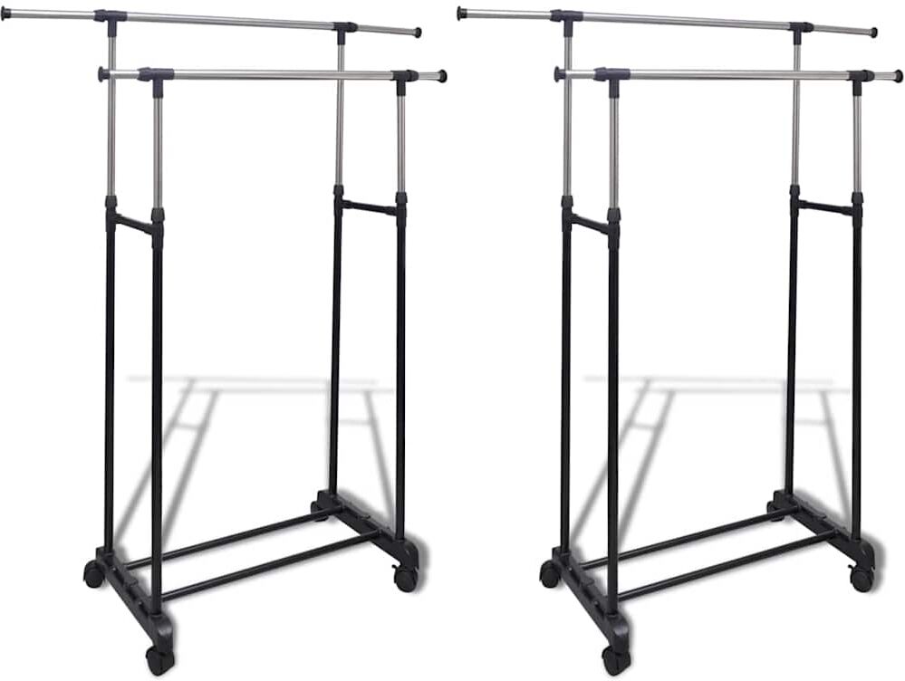vidaXL Porte-manteaux réglables 2 pcs 2 rails d'accrochage