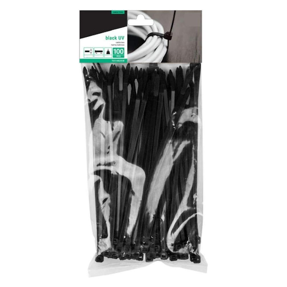 Bradas arbeitsbedarf24 100 STK. Kabelbinder 450x8,80 mm schwarz Nylon66 Zugkraft: 80 Kg Qualitätware (Kunststoffkabelbinder, 450 mm, 100 Stk.) (TS1188450B)