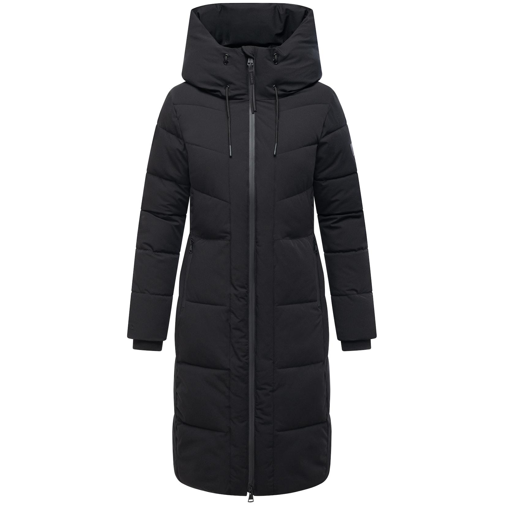 NAVAHOO Damen Steppmantel Lang Stepp Wintermantel gefüttert Anorak Parka Kapuze Schokokuss