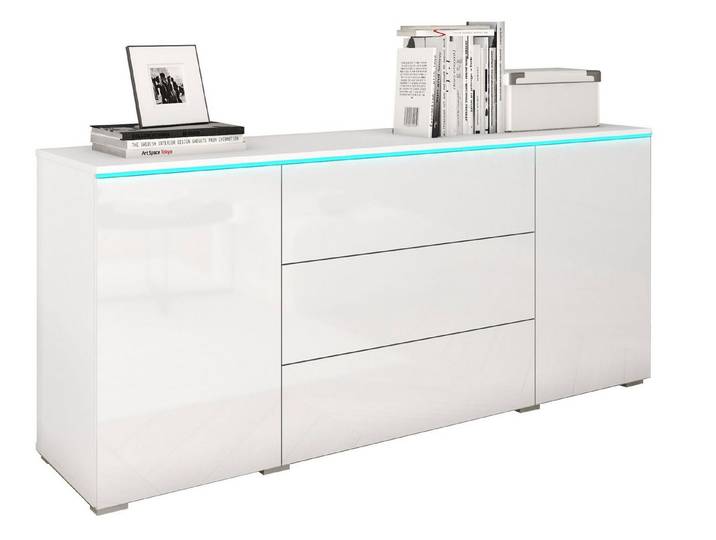 Feldmann-Wohnen Kommode Vera (Vera, 1 St., Kommode), 150x39,5x68cm weiß hochglanz 2-türig grifflos