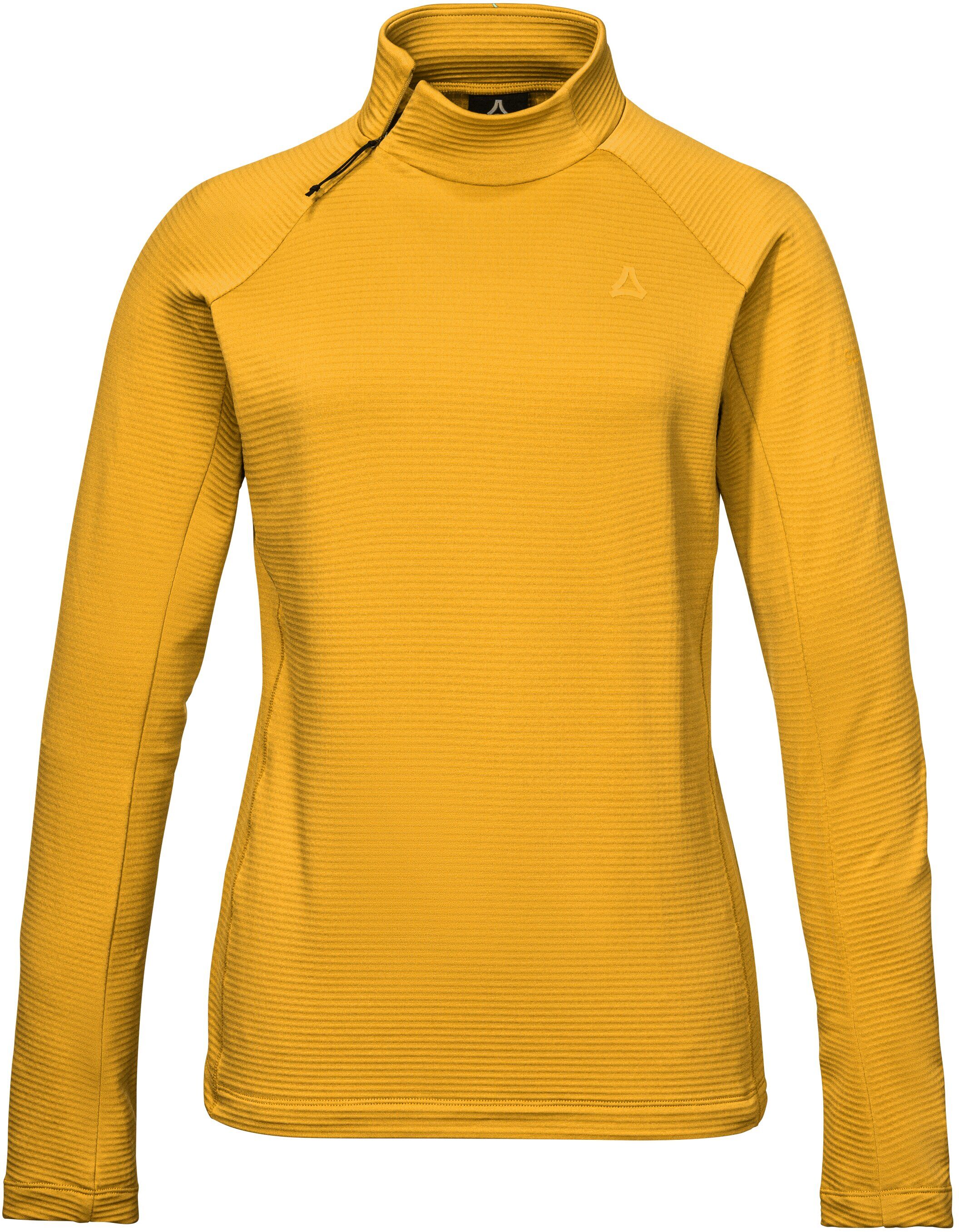 Fleecepullover SCHÖFFEL "Longsleeve Style Energio WMN", Damen, Gr. 36, alpine gold, Obermaterial: 94% Polyester, 6% Elasthan, Sweatshirts Fleecepullover, für Trekking-Aktivitäten, aus Polyester und Elasthan alpine gold 36