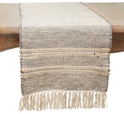 Saro Lifestyle "Striped Design Tassel Table Runner - 16""x72"""