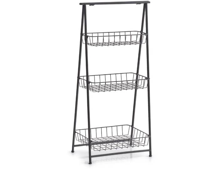 Ablageregal ZELLER PRESENT, schwarz, B:43cm H:90cm T:30cm, Metall, Regale, Ablageregal, Standregal, 3-lagig